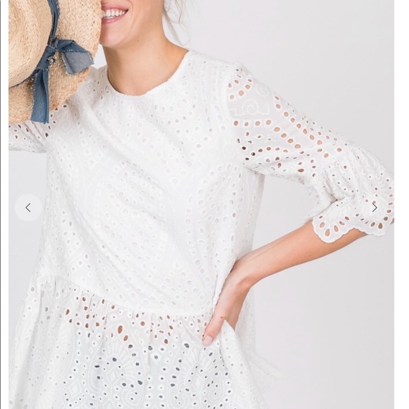 Cotton Eyelet scalloped babydoll solid top - Picture 6 of 6